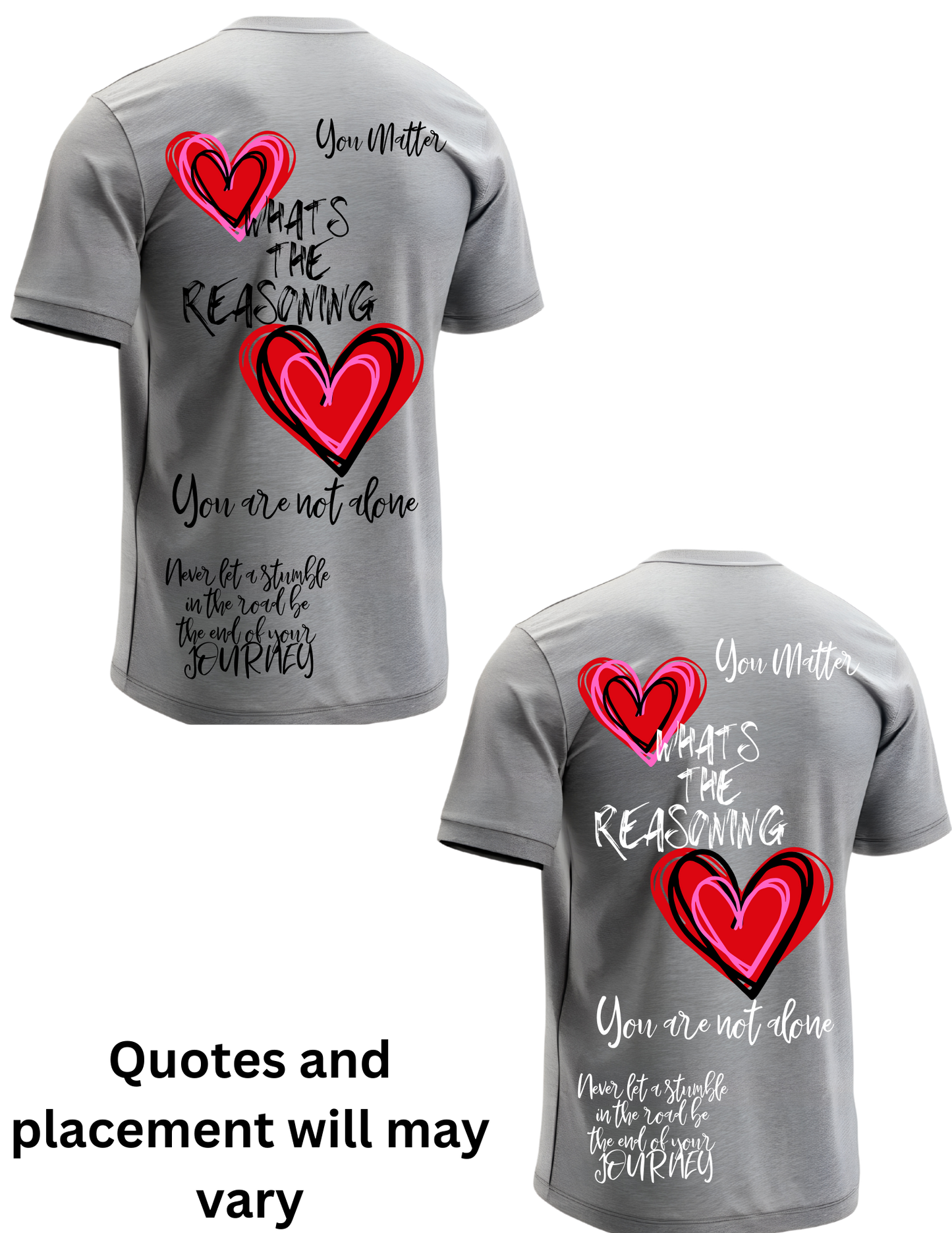 W.T.R. Tee w/Double Hearts and Inspirational Quotes