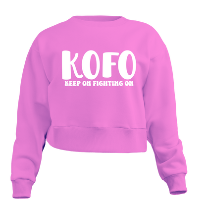 KOFO "Keep On Fighting On" Exposed Button Crew Neck Sweater