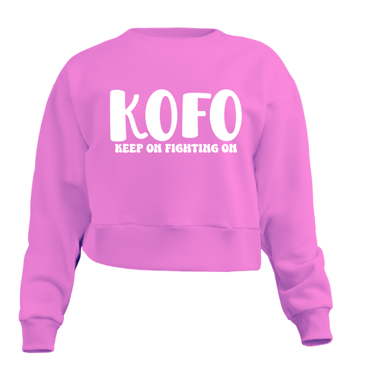 KOFO "Keep On Fighting On" Exposed Button Crew Neck Sweater