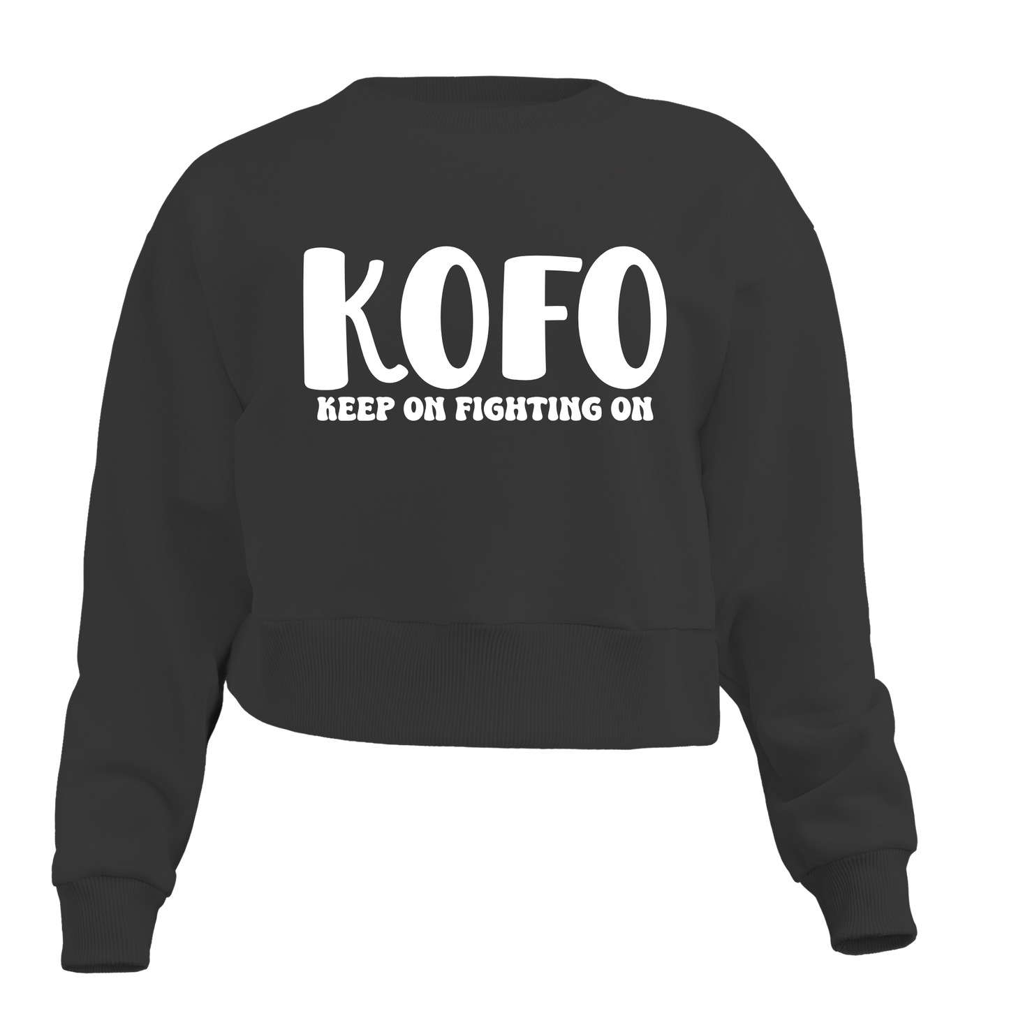 KOFO "Keep On Fighting On" Exposed Button Crew Neck Sweater