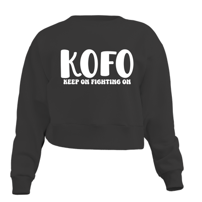 KOFO "Keep On Fighting On" Exposed Button Crew Neck Sweater