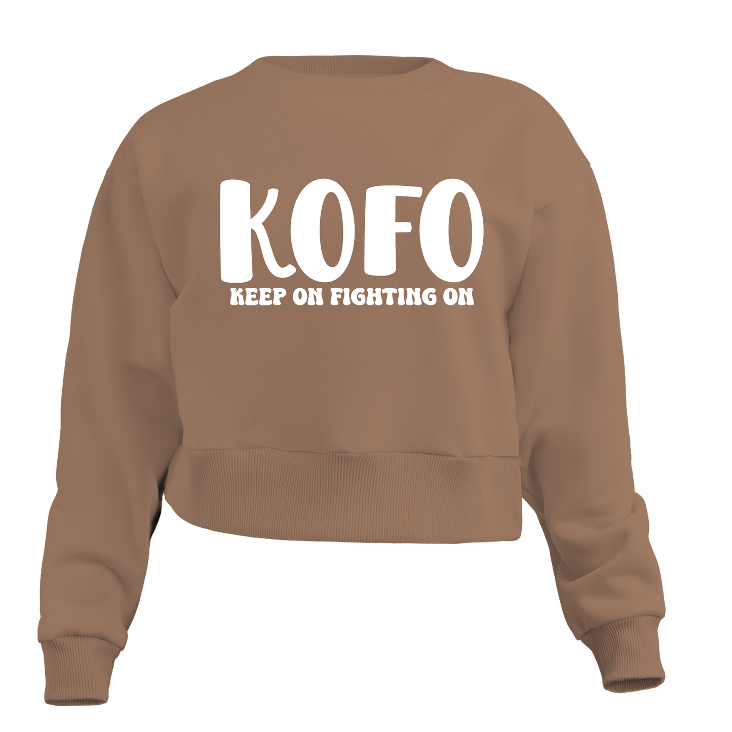 KOFO "Keep On Fighting On" Exposed Button Crew Neck Sweater