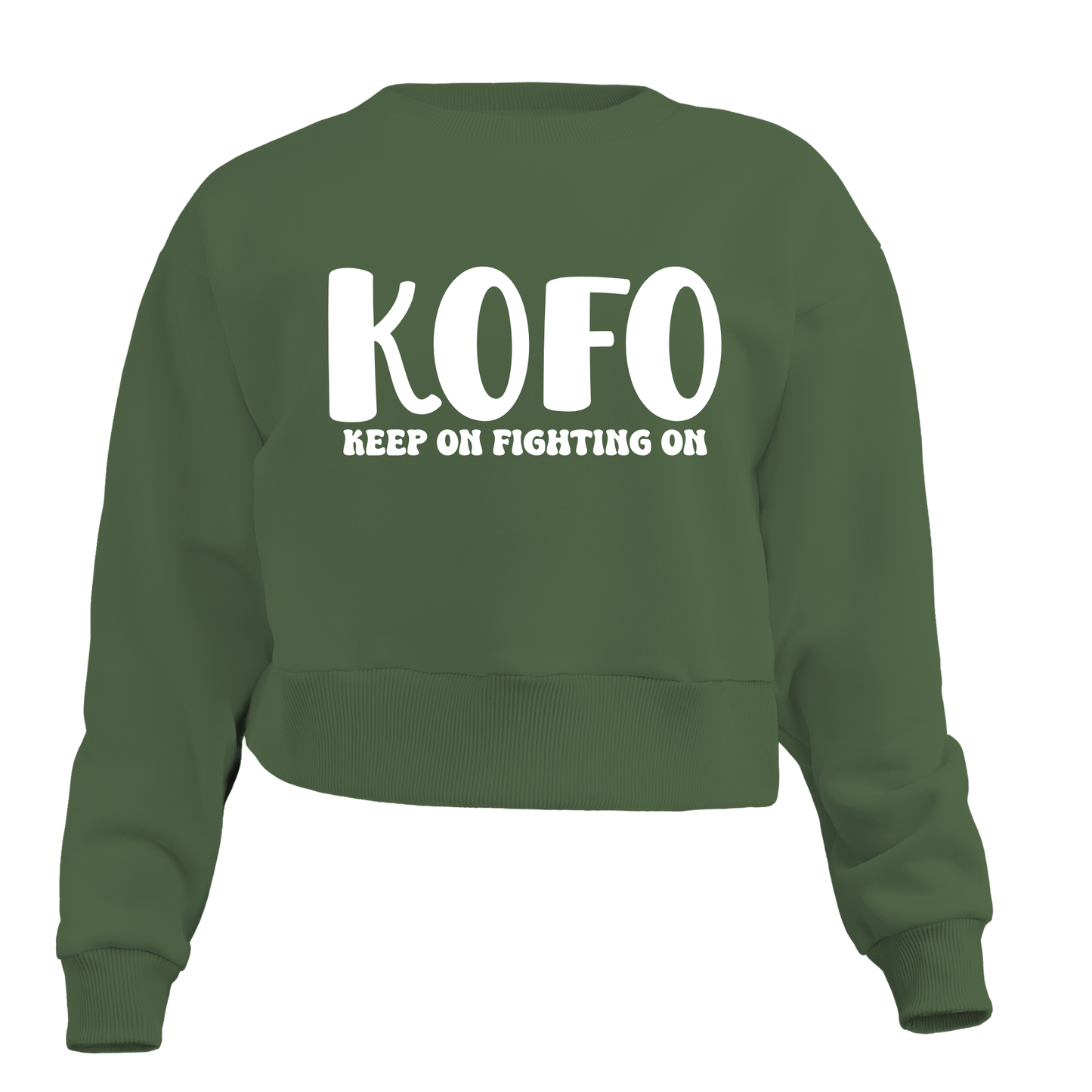 KOFO "Keep On Fighting On" Exposed Button Crew Neck Sweater
