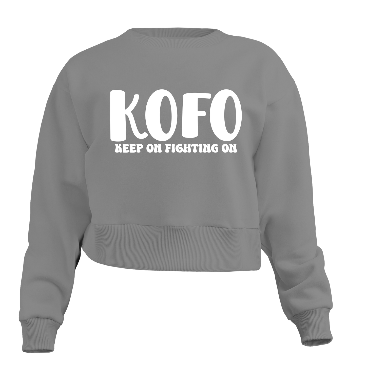 KOFO "Keep On Fighting On" Exposed Button Crew Neck Sweater