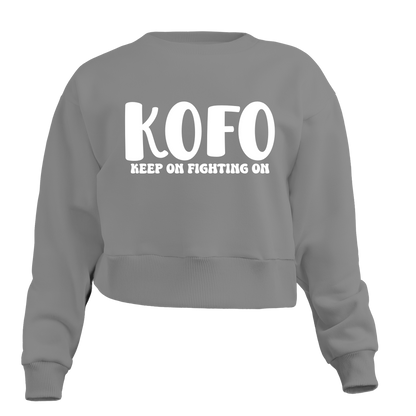 KOFO "Keep On Fighting On" Exposed Button Crew Neck Sweater
