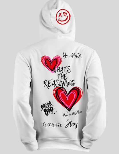 W.T.R. Hoodie w/Double Hearts, Inspirational Quotes and Graffiti Art